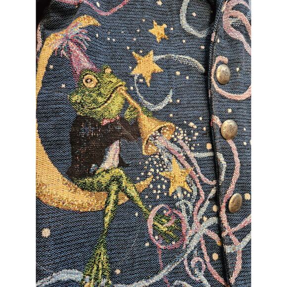 VtgPainted Pony Stephanie Stouffer Celebration Frog Tapestry Jacket Large Women - Picture 2 of 9